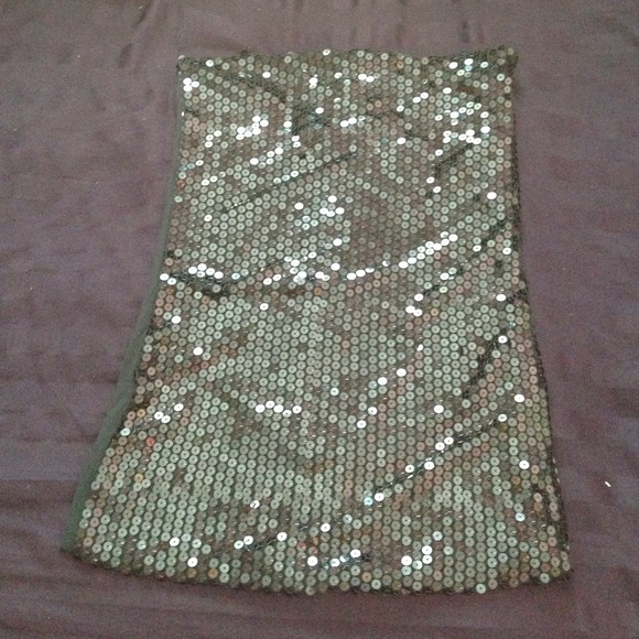 Green/Blue Sequin Strapless Top