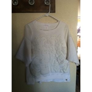 RESERVED Off white zara leather mesh top