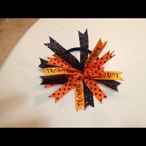 Pinwheel Halloween hair tie for girls of all ages.