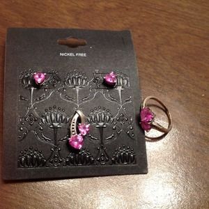 Pink Sapphire and Sterling Silver Jewelry Set