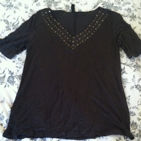Dark grey jeweled neckline Vneck