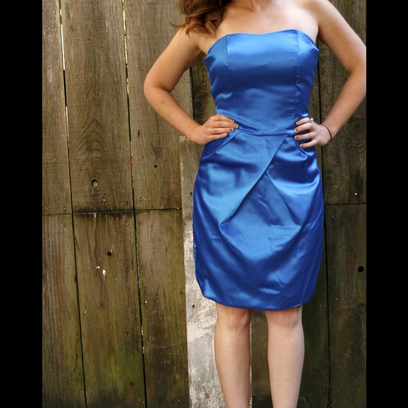 Custom satin blue dress