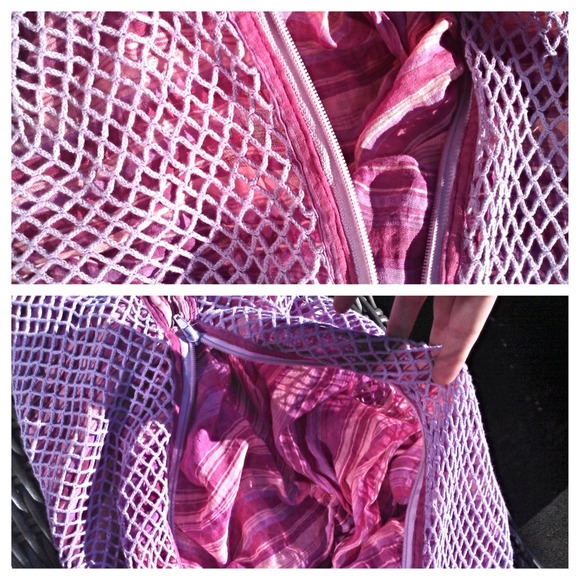Purple/pink net lined boho bag - Picture 2 of 2