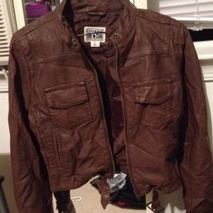 Converse brown leather like jacket, reposh!
