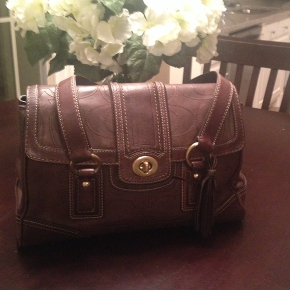 Coach~Vintage Chocolate Logo Leather Tote