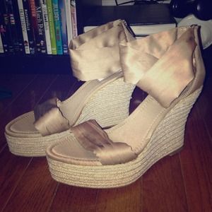 Champagne wedges. Zipper in the back. Size 9