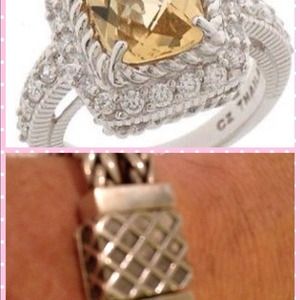 Sterling bracelet and Judith Ripka ring bundle