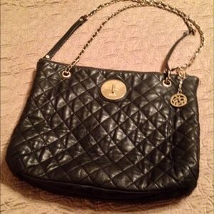 DKNY black leather handbag