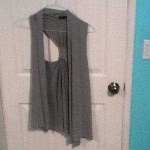 Gray vest with knotted back
