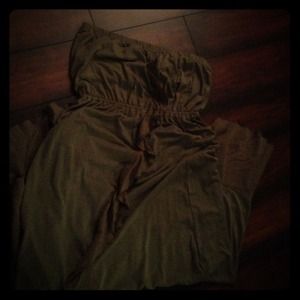 Bundle Strapless olive green dress/ black tube top