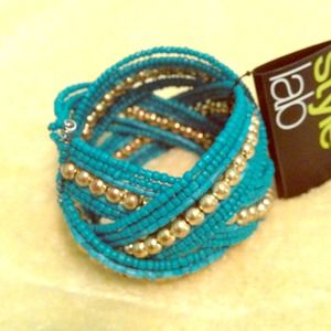 Teal beaded cuff