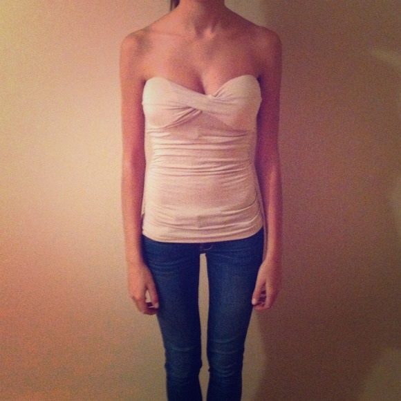 Tops - TRADED: Strapless Cream Top Small