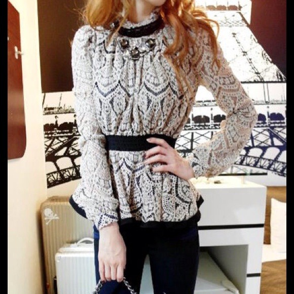 🚫SOLD🚫New Lace Overlay Peplum Top - Picture 2 of 4