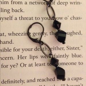 Black beaded earrings never been worn