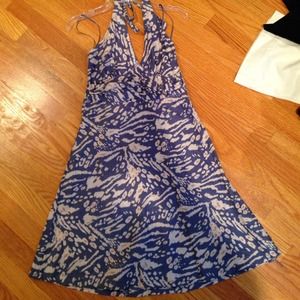 Blue and white design Halter dress