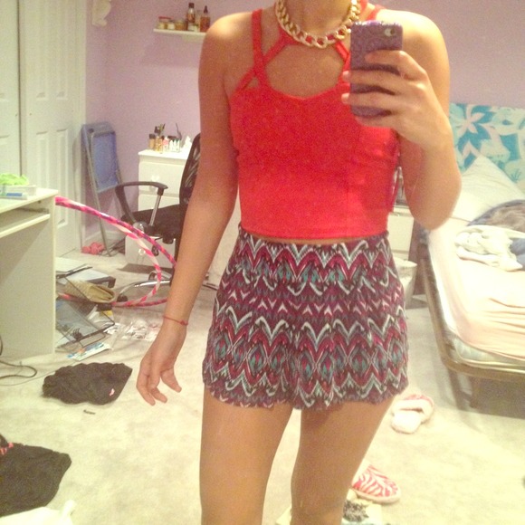 HIGH WAISTED PRINTED SHORTS - Picture 1 of 1