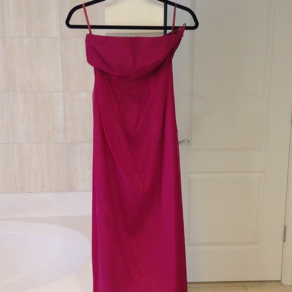 Strapless rose bridesmaid dress with shall