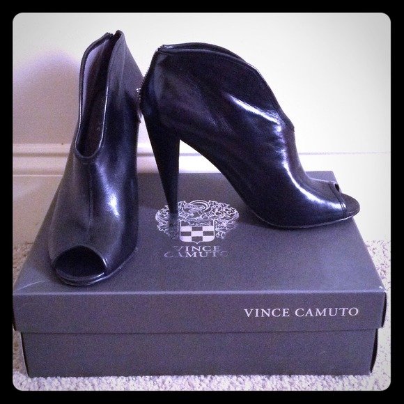 Black leather heels by Vince Camuto.