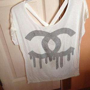 CC inspired top white with swarvoski crystals