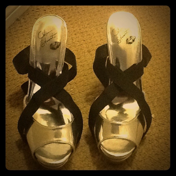 Silver ankle wrap heels