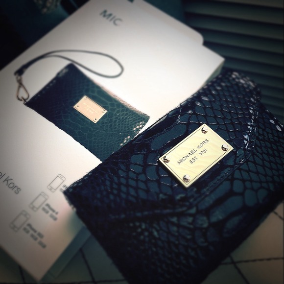 Kors black iPhone wristlet