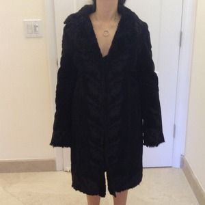 Express leather winter coat with embroidery