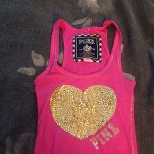 PINK gold sequins hot pink limited edition tank