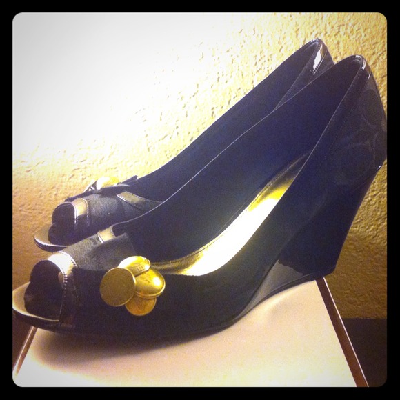 Coach Shoes - 🎈REDUCED🎈Black Coach Wedges