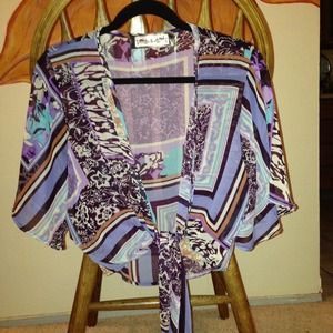 Purple and blue sheer top