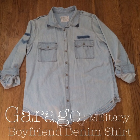 SOLD Garage Military Boyfriend Chambray Shirt