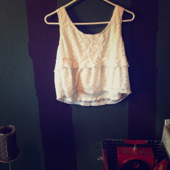 White lace crop top.