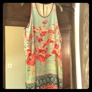 Anthropologie flamingo dress