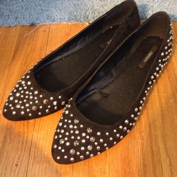 Studded Black Flats