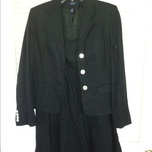 Chaps black linen skirt suit