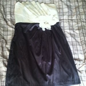 Grey and white evening dress