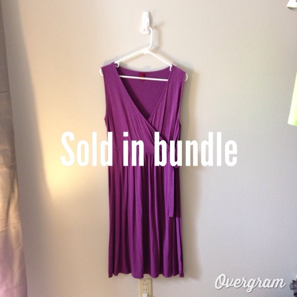 Purple knit faux wrap dress