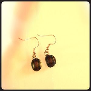 Multi color dangle oval shaped earrings