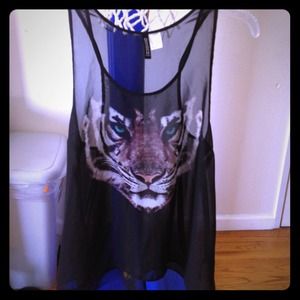 H&m sheer black tiger tank top