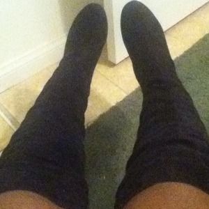 Over the knee suede boots