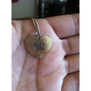 "Fuck you" engraved heart shaped necklace