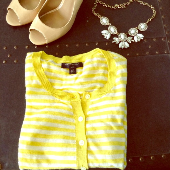 Banana Republic Yellow Striped Cardigan, PXS