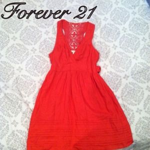 Red lace back summer dress
