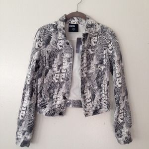 Snakeskin patterned denim jacket
