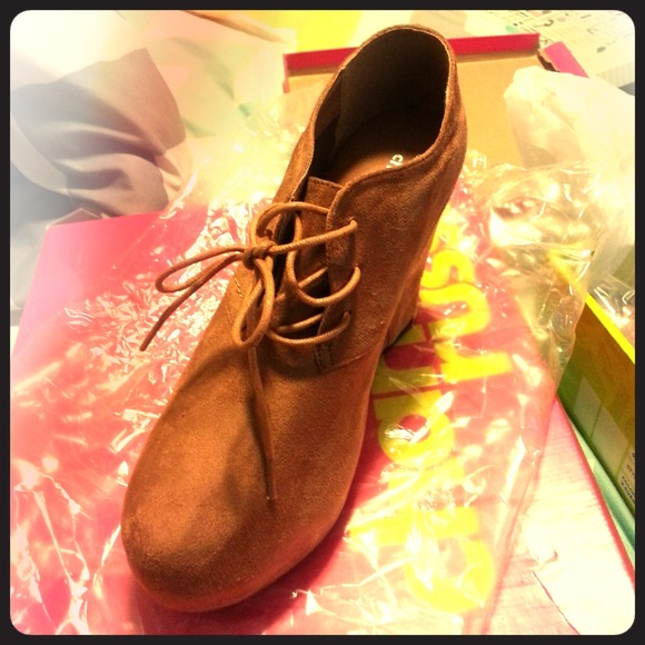 Suede Cognac Booties