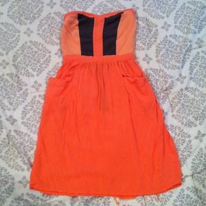 Coral strapless dress