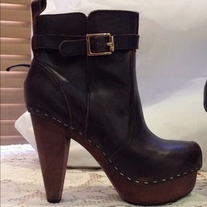 Leather platform booties