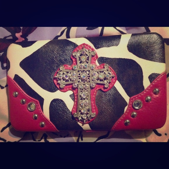 Large bling cross wallet
