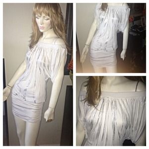 Off shoulder dress - free earrings with purchase