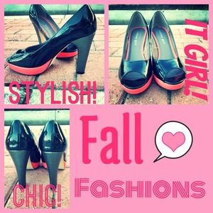 REDUCED⬇️Black Heels With Coral Lined Bottoms NWOT