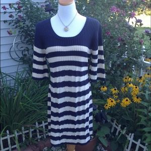 Navy/Cream Sweater Dress